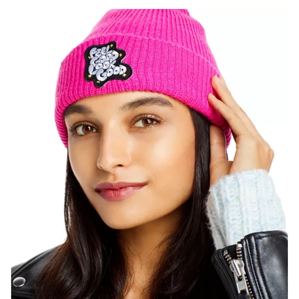 NWT Bloomie's x But Like Maybe? Feel Good Patch Pink Beanie